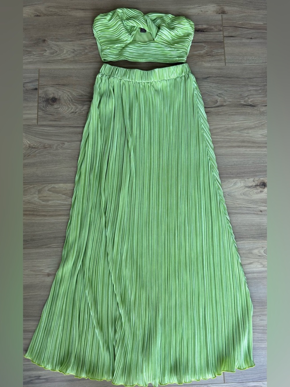 SHEIN Pleated Two Piece Tube Top & Long Skirt